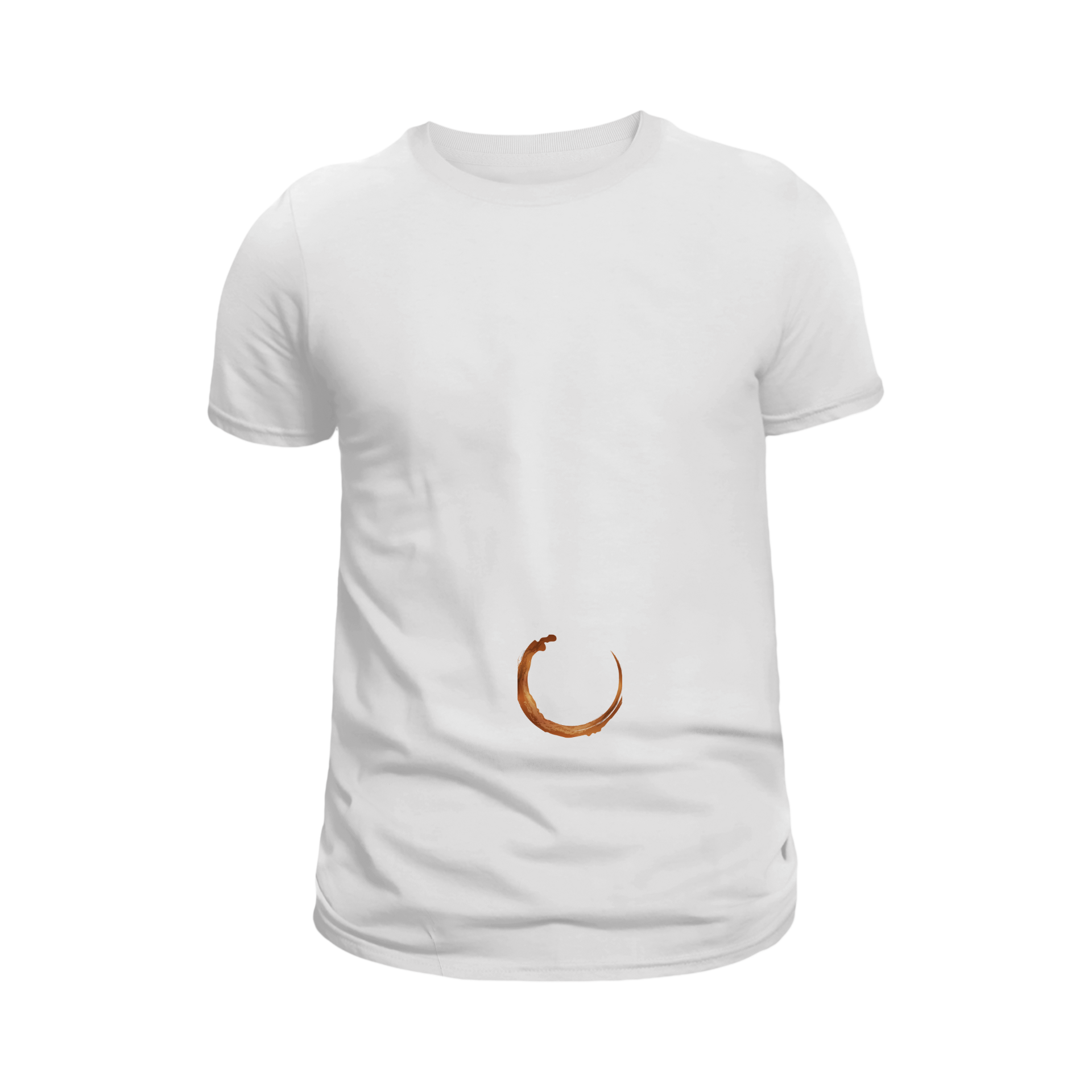 The Navel Nap T-Shirt in White for Unisex – Coffee Ring Near Belly
