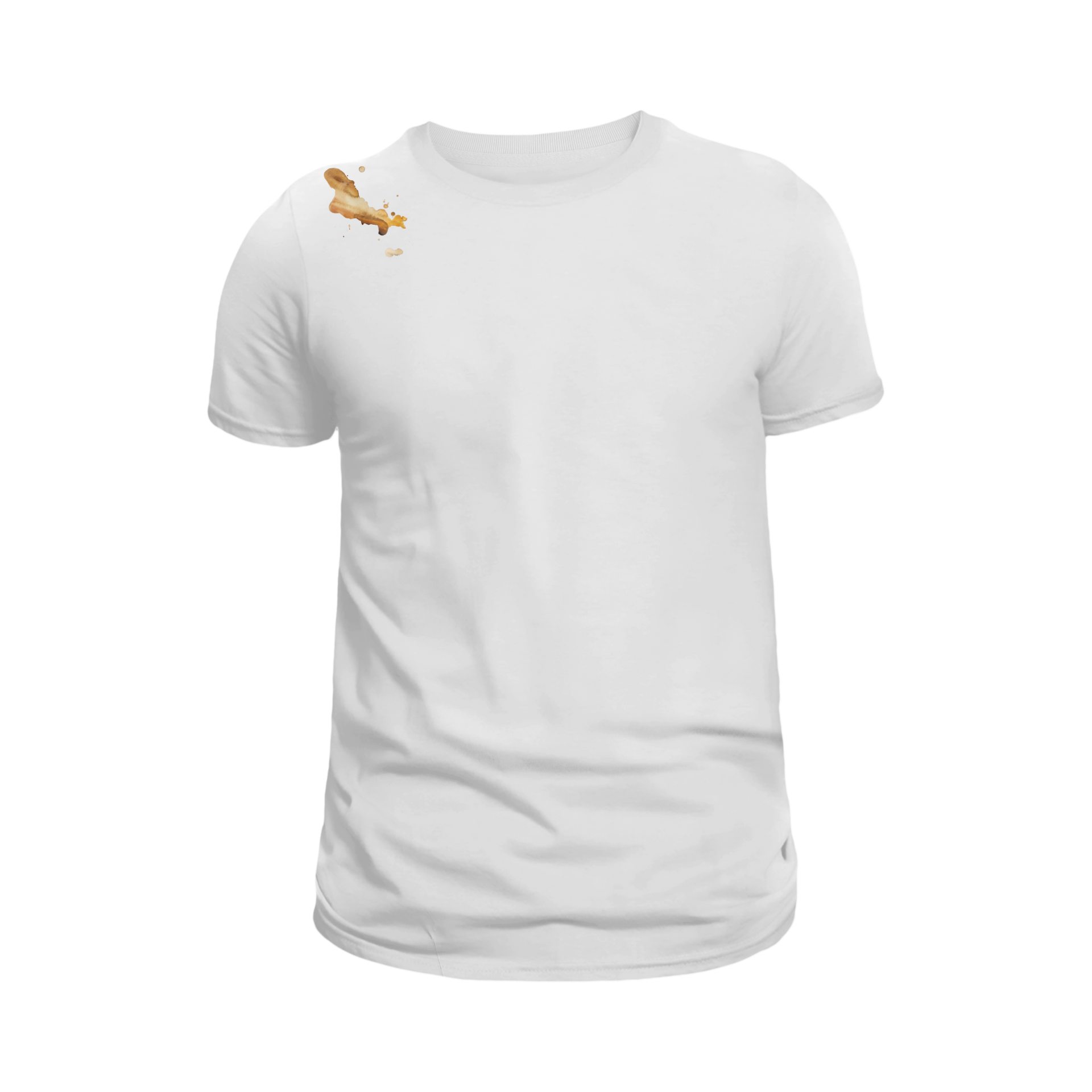 The Shoulder Spill T-Shirt in White for Unisex – Coffee Drip on Shoulder