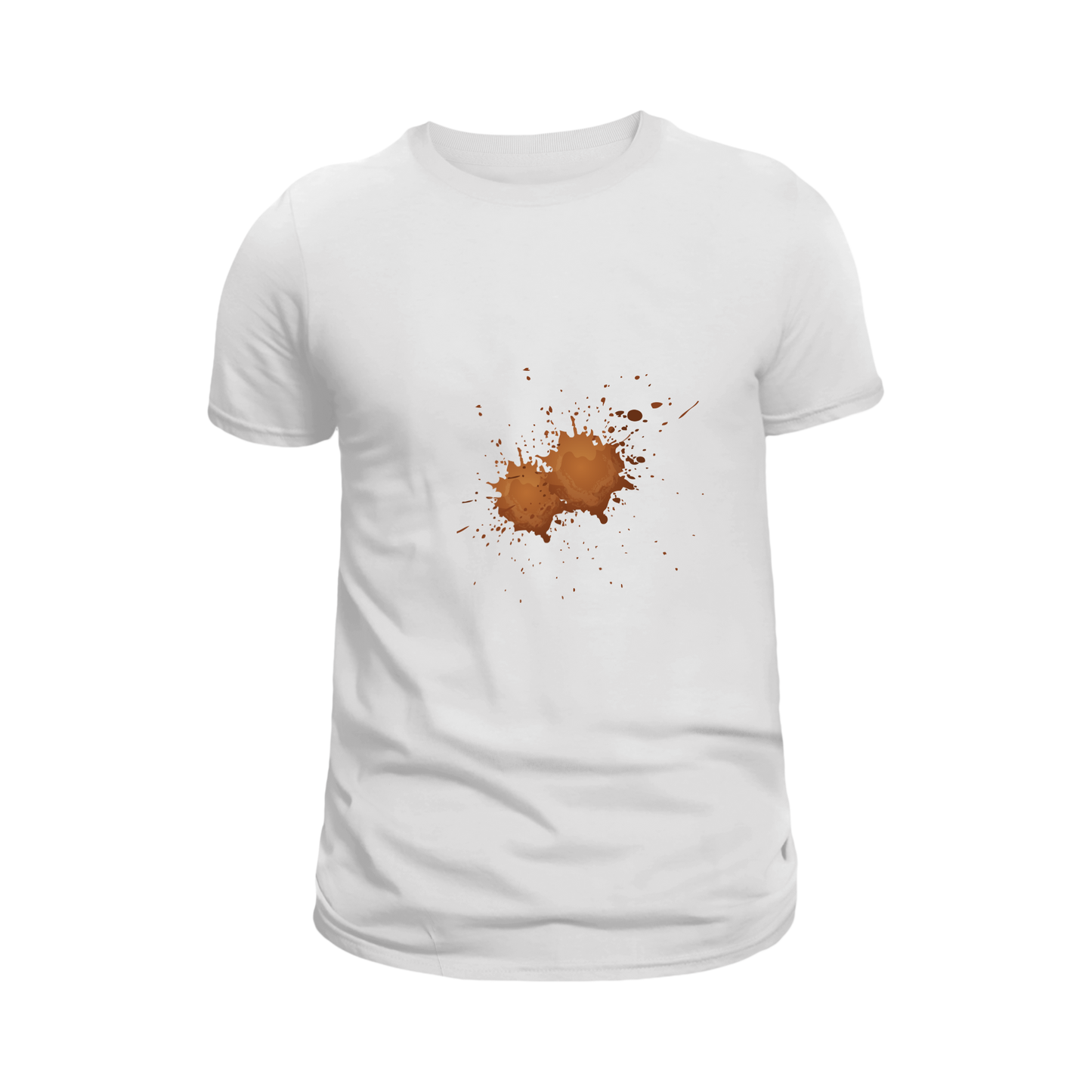 The Rogue Splash T-Shirt in White for Unisex – Bold Coffee Spill Across Midsection
